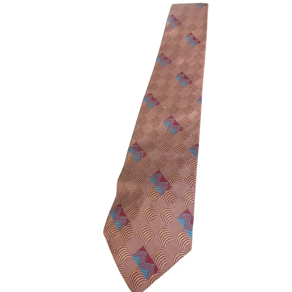 Mark Shale Robert‎ Talbott Silk Tie Geometric Woven Pattern Mens Made in the UK.